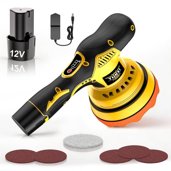 DGB Cordless Car Polisher Buffer Sander Variable Speed Orbital Polishing Machine Portable Detailing Tool for Auto Paint Care Waxing Scratch Removing Home Surface Restoration