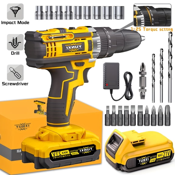 DGB Cordless Electric Drill Driver Kit, Lithium-Ion Battery Powered, 2-Speed for Home Improvement and Repairs, Compact and Portable