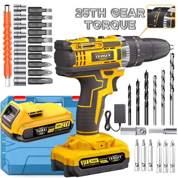 DGB Cordless Electric Drill Driver Kit, Lithium-Ion Battery Powered, 2-Speed for Home Improvement and Repairs, Compact and Portable