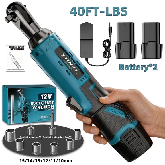 DGB Cordless Electric Ratchet Wrench, 3/8" Drive, Forward/Reverse Control, Ergonomic Grip for Home Repairs and Automotive Tasks