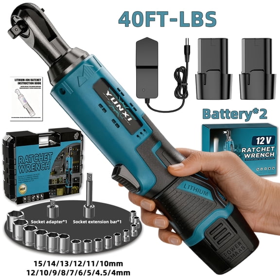 DGB Cordless Electric Ratchet Wrench, 3/8" Drive, Forward/Reverse Control, Ergonomic Grip for Home Repairs and Automotive Tasks