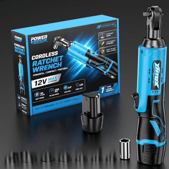 DGB Cordless Electric Ratchet Wrench, Portable 3/8" Drive Power Wrench for Automotive and Home Repair