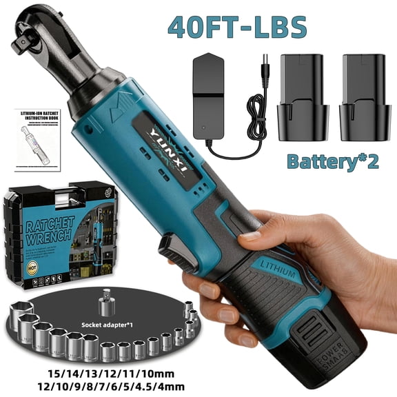 DGB Cordless Electric Ratchet Wrench Rechargeable Wireless Right Angle Power Ratchet Handheld Driver Portable Compact Tool for Narrow Space Auto Repair Machinery Assembly Household Bolt Fastening Dis