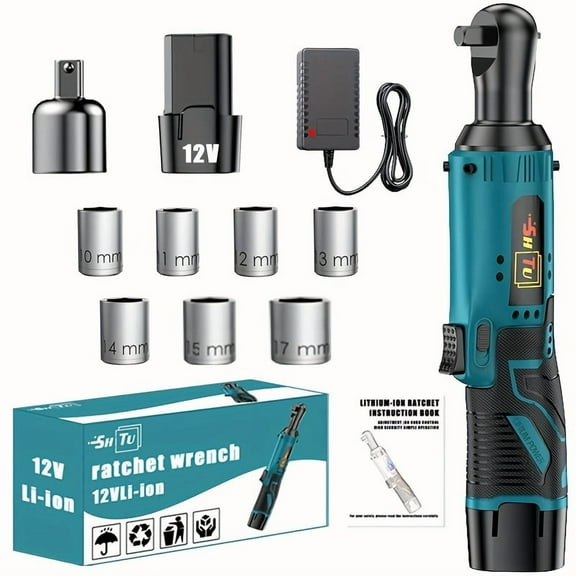 DGB Cordless Electric Ratchet Wrench, Right Angle Power Ratchet Tool, High Torque Lithium-Ion Battery Powered, Variable Speed & Forward/Reverse Control, Ergonomic Grip for Auto Repair, DIY Projects