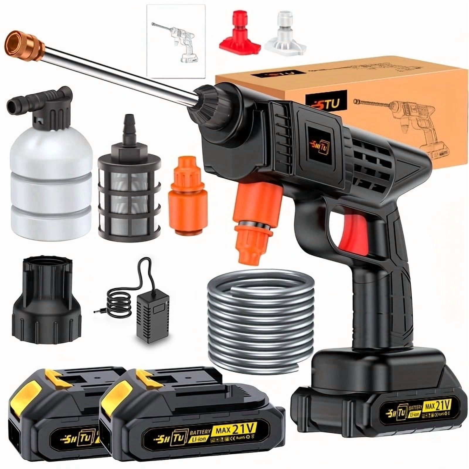 DGB Cordless High Pressure Washer, Portable Rechargeable Water Gun for Car Cleaning and Outdoor Maintenance