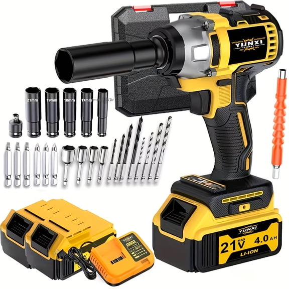 DGB Cordless Impact Wrench, Electric Power Impact Driver, High Torque Handheld Impact Gun for Automotive, Construction, and Home Repair, Heavy Duty Rechargeable Power Tool