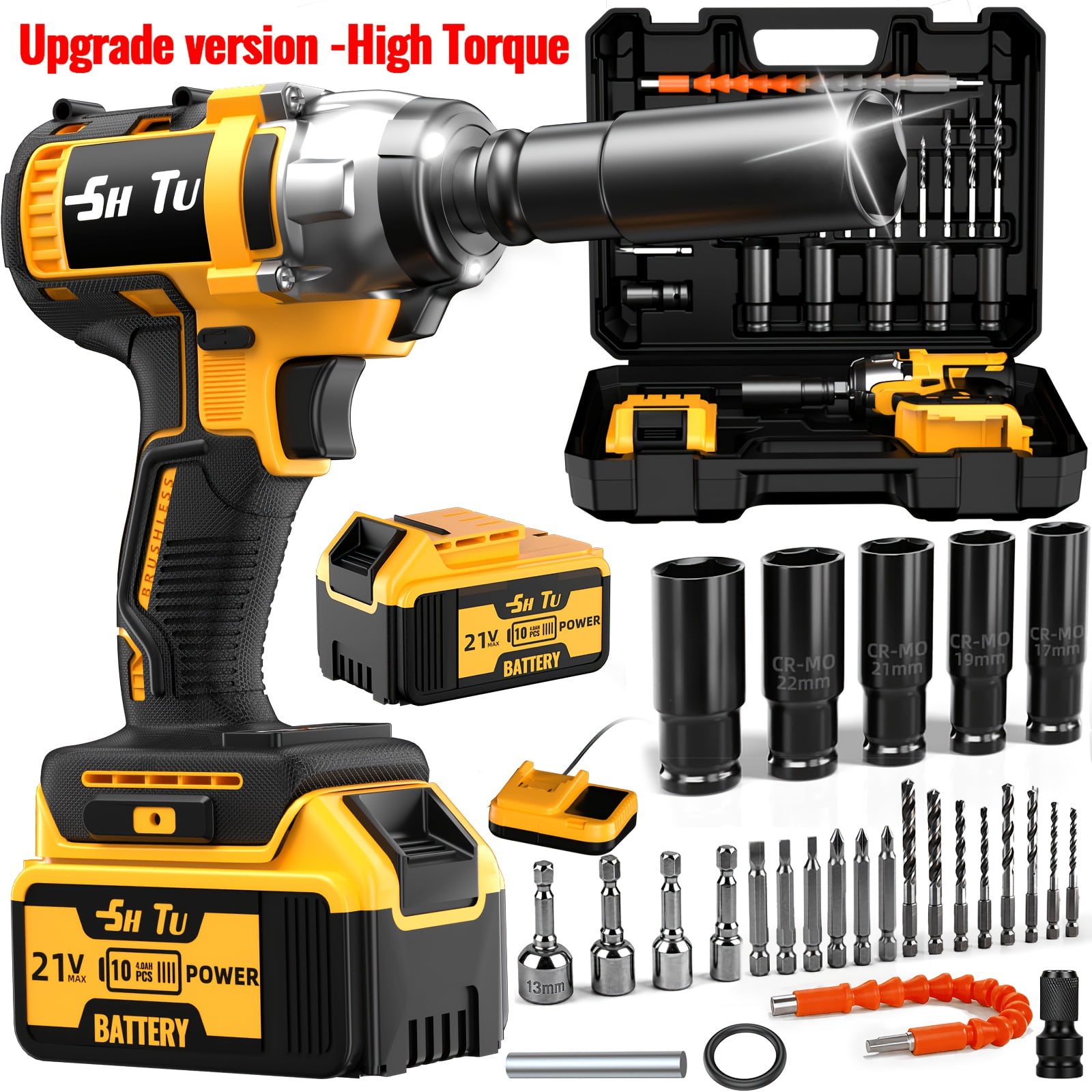 DGB Cordless Impact Wrench, High Torque Rechargeable Power Tool for Automotive Tire Changes and Fastening Repairs