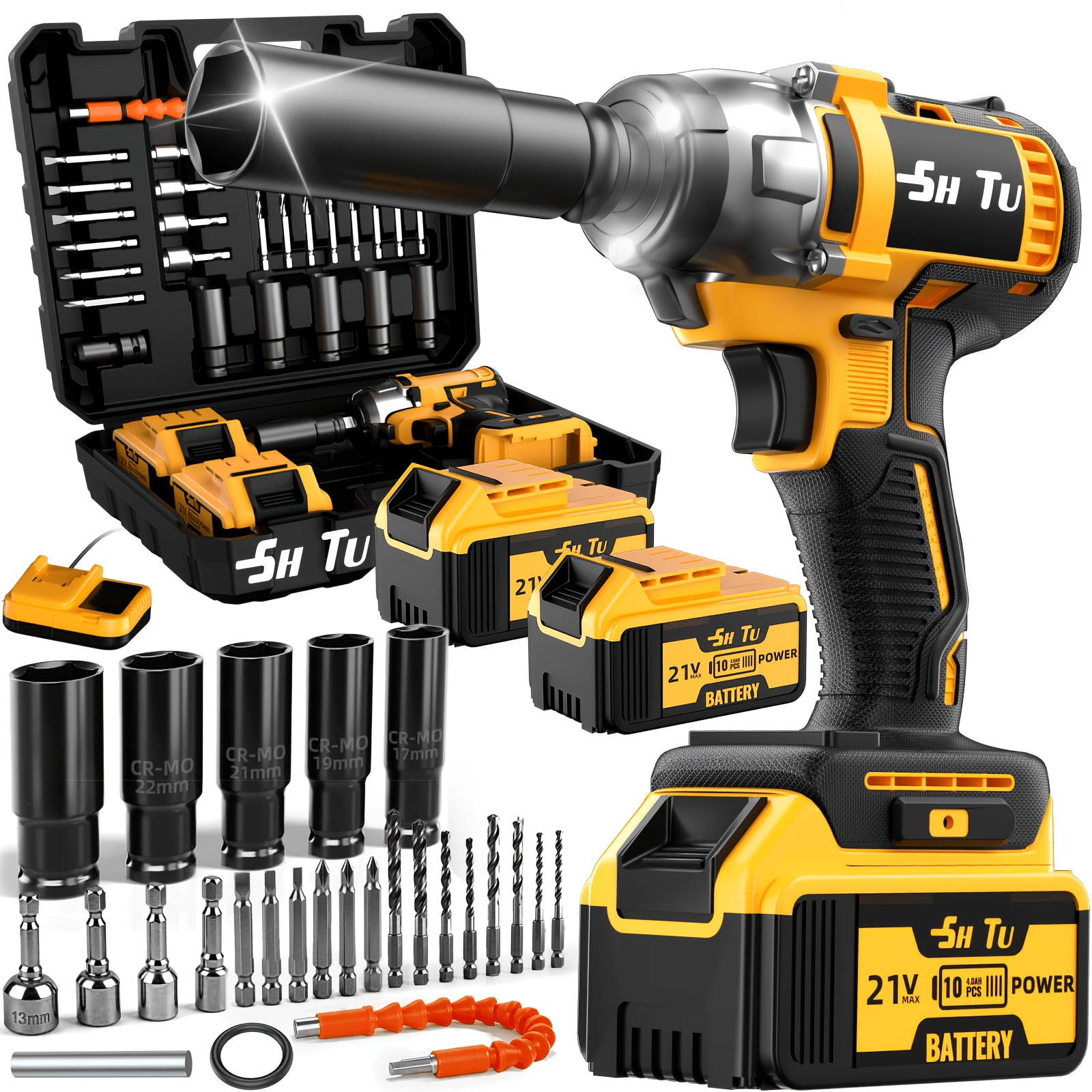 DGB Cordless Impact Wrench, High Torque Rechargeable Power Tool for Automotive Tire Changes and Fastening Repairs
