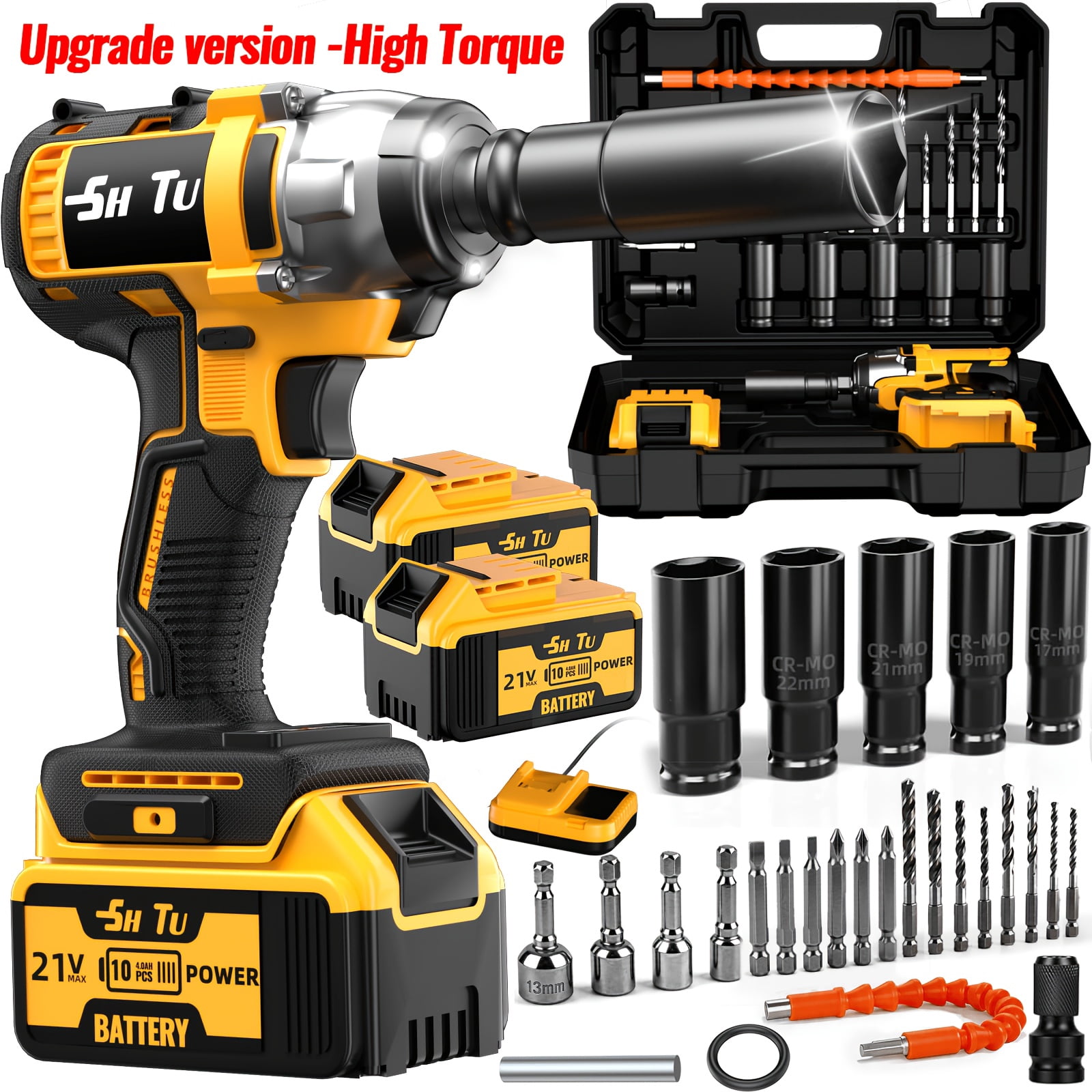 DGB Cordless Impact Wrench, High Torque Rechargeable Power Tool for Automotive Tire Changes and Fastening Repairs