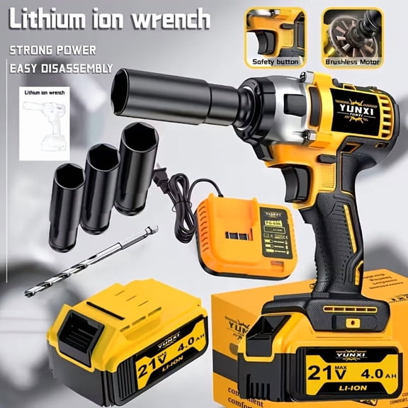 DGB Cordless Impact Wrench, Portable Electric Power Wrench with Ergonomic Grip, Ideal for Auto Repair, Home Maintenance and Construction
