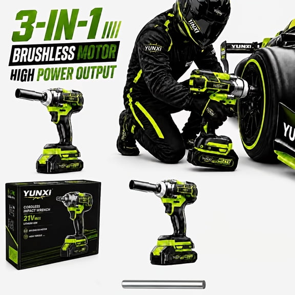 DGB Cordless Impact Wrench with Quick Stop Brake Brushless Motor Rechargeable Electric Power Tool for Safe Controlled Use