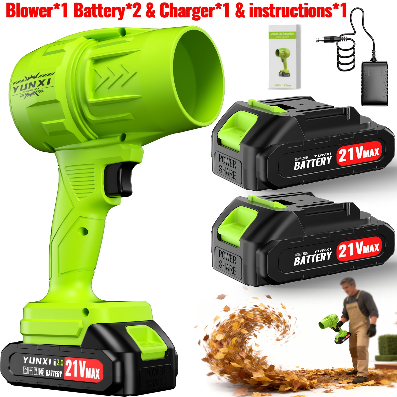 DGB Cordless Leaf Blower, Portable Electric Blower with High Air Flow, Variable Speed, Lightweight & Ergonomic, Rechargeable Battery Powered Blower for Yard Cleaning, Workshop & Outdoor Use