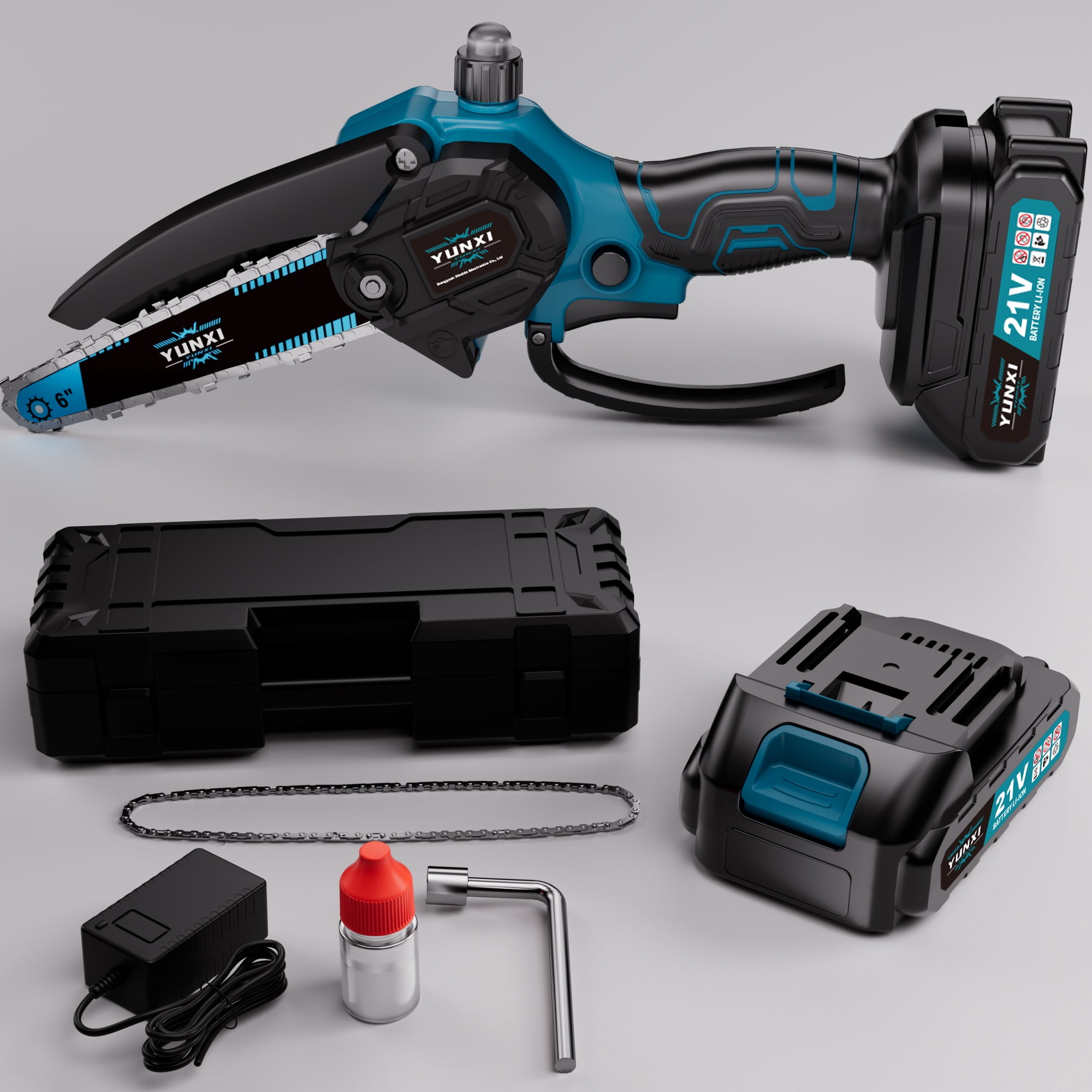 DGB Cordless Mini Chainsaw with Automatic Oiler, 6 Inch Lithium Electric Handheld Saw with Safety Lock, Portable Chainsaw for Garden Pruning & Woodworking