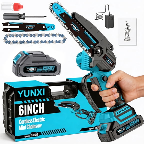 DGB Cordless Mini Chainsaw with Automatic Oiler, 6 Inch Lithium Electric Handheld Saw with Safety Lock, Portable Chainsaw for Garden Pruning & Woodworking