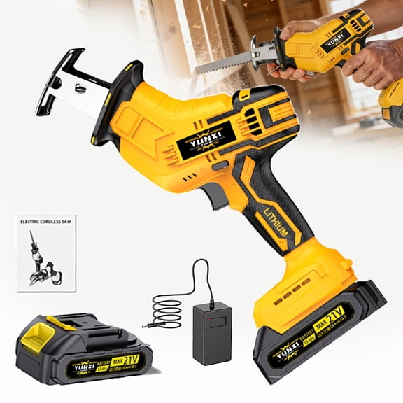 DGB Cordless Reciprocating Saw, Portable Electric Hand Saw for Wood, Metal and PVC Cutting, Ideal for Home, DIY and Construction Projects