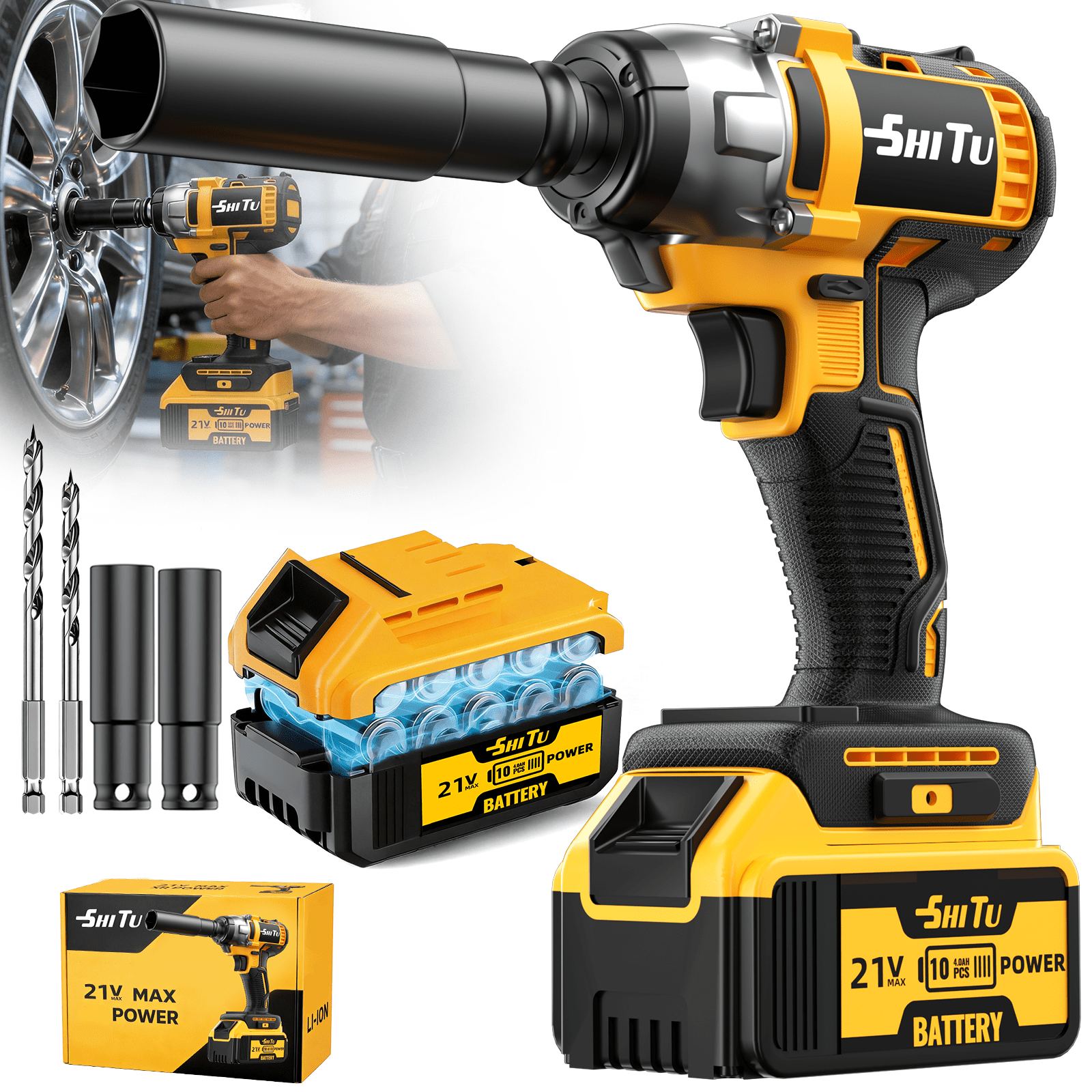 DGB Durable Cordless Impact Wrench, Long-Lasting Rechargeable Power Tool for Frequent Use in Automotive and Mechanical Work