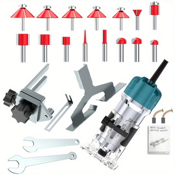 DGB Electric Handheld Wood Trimmer Router Corded Compact Edge Milling Machine Portable Woodworking Carving Tool for Professional Cabinet Making Carpentry Furniture Edge Trimming Grooving Projects