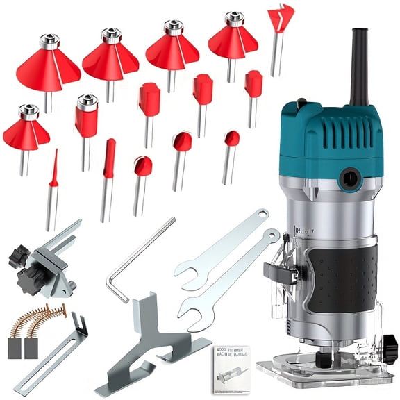 DGB Electric Handheld Wood Trimmer Router Corded Compact Edge Milling Machine Portable Woodworking Carving Tool for Professional Cabinet Making Carpentry Furniture Edge Trimming Grooving Projects