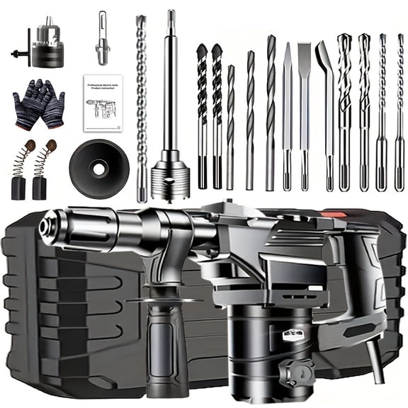 DGB Electric Rotary Hammer Drill, Heavy-Duty Demolition Hammer for Concrete, Masonry, and Stone, Multi-Function Power Tool for Construction, Renovation, and Industrial Projects