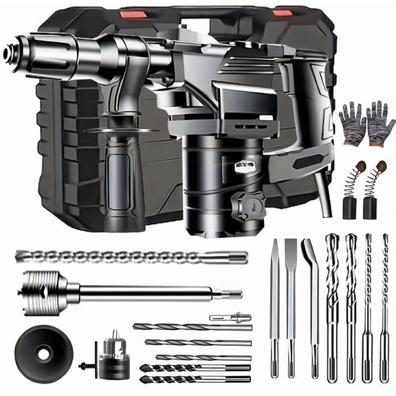 DGB Electric Rotary Hammer Drill, Heavy-Duty Demolition Hammer for Concrete, Masonry, and Stone, Multi-Function Power Tool for Construction, Renovation, and Industrial Projects