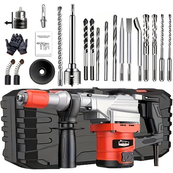 DGB Electric Rotary Hammer Drill, Heavy-Duty Demolition Hammer for Concrete, Masonry, and Stone, Multi-Function Power Tool for Construction, Renovation, and Industrial Projects