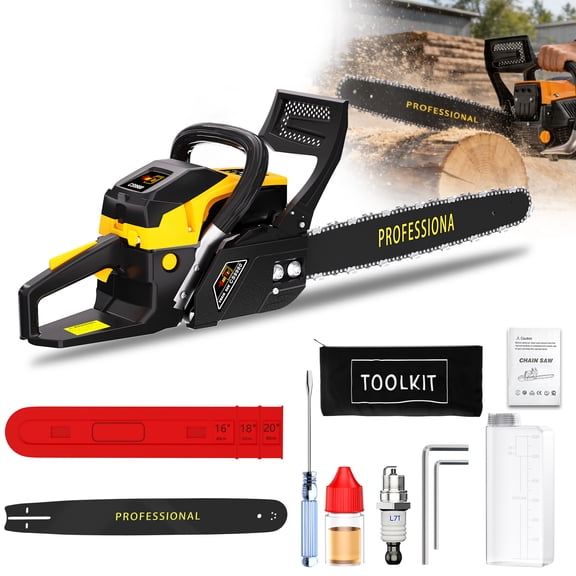 DGB Gas Chainsaw for Tree Cutting, Portable Heavy Duty Woodworking Chainsaw for Firewood, Pruning, Land Clearing, Home & Farm Use, Professional Grade Power Tool