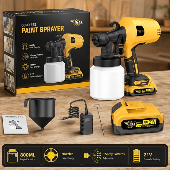 DGB Handheld Portable Cordless Paint Sprayer, Electric Spray Gun, Power Painting Tool for Surface Coating, DIY Renovation & Finishing