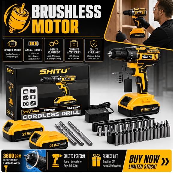 DGB Handheld Wireless Brushless Electric Drill Rechargeable Portable Power Driver Rugged Durable Cordless Power Tool for General Worksites