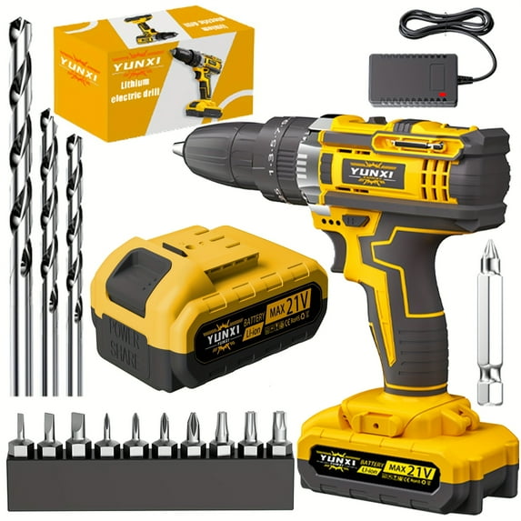 DGB Heavy-Duty Cordless Drill, Rechargeable Power Drill for Workshop, Construction and DIY Projects