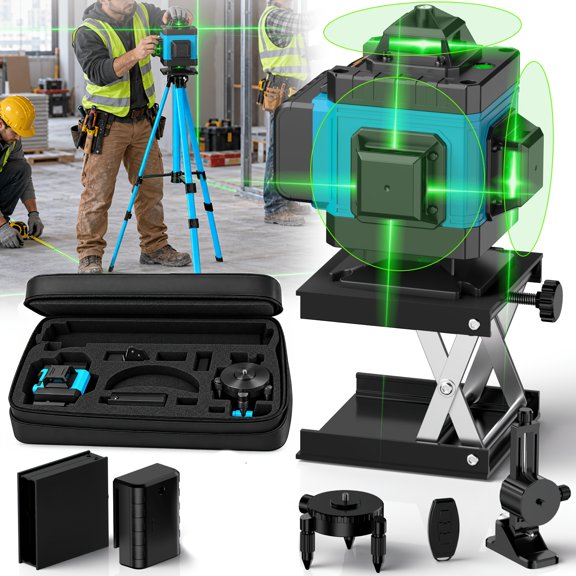 DGB Laser Level with Remote Control Green Beam Self Leveling Cross Line Laser Rechargeable Alignment Tool for Construction
