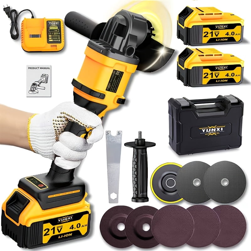DGB Portable Cordless Angle Grinder for Outdoor and On-Site Jobs, Handheld Electric Grinder for Construction and Metal Fabrication, Rechargeable Grinder for Remote Work Sites