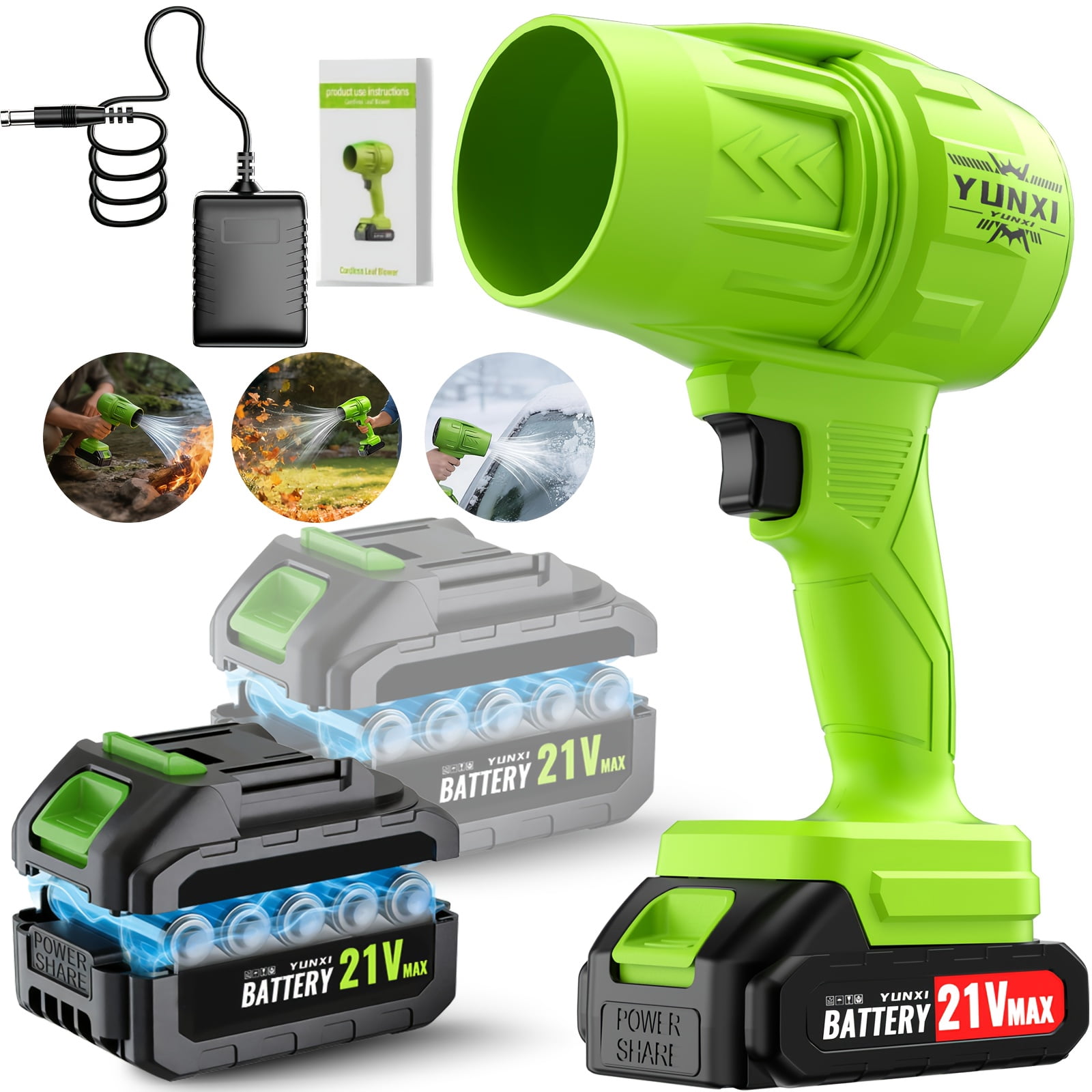 DGB Portable Rechargeable Leaf Blower, Cordless Electric Blower with High Power, Variable Speed, Ergonomic Lightweight Design for Yard, Garage & Outdoor Cleaning Projects