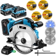 DGB Professional Grade Cordless Circular Saw, Hand Held Rechargeable Cutting Power Tool, Heavy Duty Electric Saw for Home Improvement and Building Projects