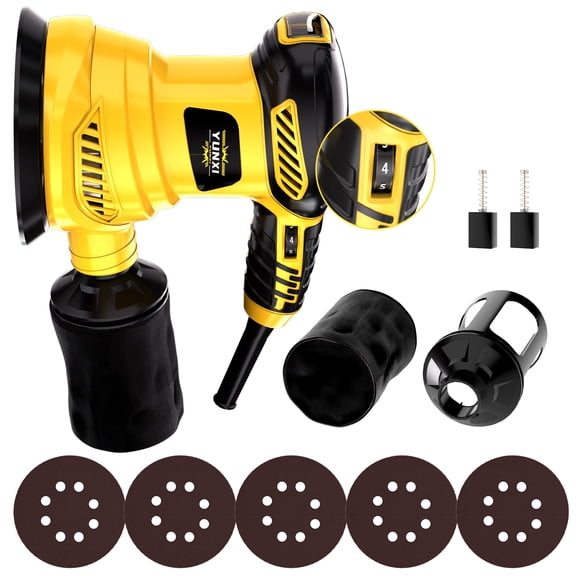 DGB Random Orbital Sander Kit, Electric Handheld Sander with Variable Speed, Dust Collection, and Sanding Discs for Woodworking, Furniture Refinishing, and DIY Projects