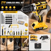 DGB Rechargeable Cordless Drill Driver, Portable Handheld Electric Drill, Variable Speed Power Tool with LED Light for Household Assembly and Repair