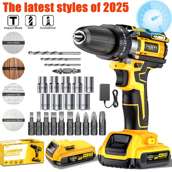 DGB Versatile Cordless Power Drill & Impact Wrench Combo Kit, Electric Tool Set , Fastening & Impact Tasks