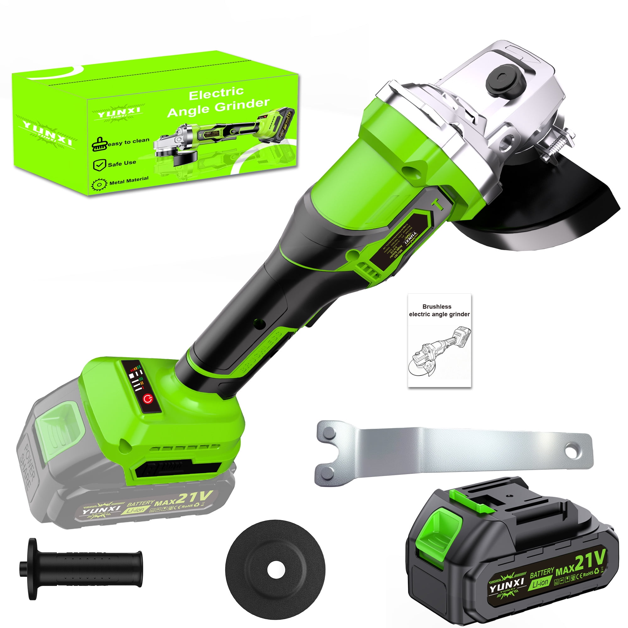DGB Yunxi 21V Cordless Angle Grinder, Brushless Handheld Grinder for Cutting, Grinding and Polishing