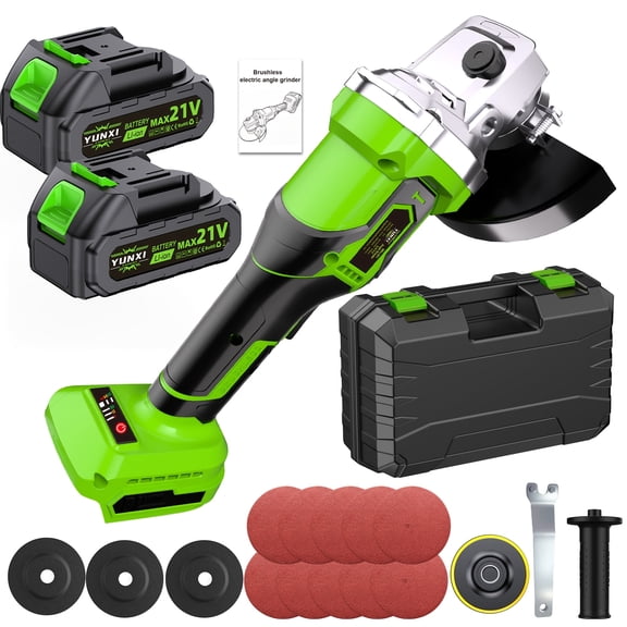 DGB Yunxi Complete Cordless Angle Grinder Kit, Brushless Grinder with Battery and Accessories