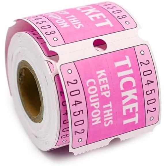 DGBDPACK 250 Raffle Tickets, 50/50 Double Roll Tickets for Raffles, Carnival, Door Prizes and Class Reward (Pink)