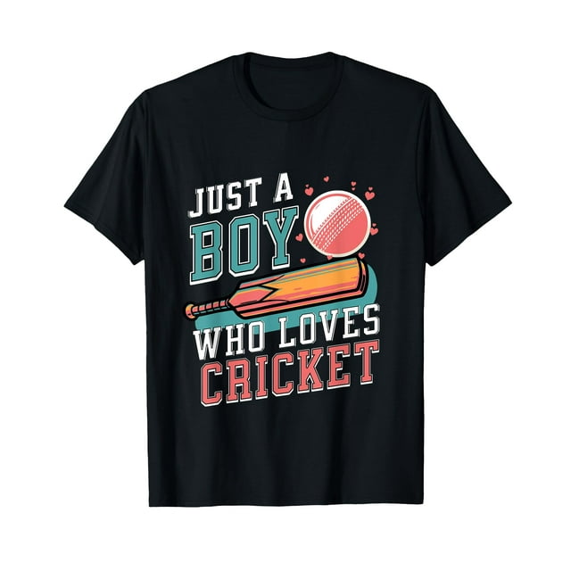 DGHDL Just A Boy Who Loves Cricket Bat and Ball Retro Cricketer Women's ...