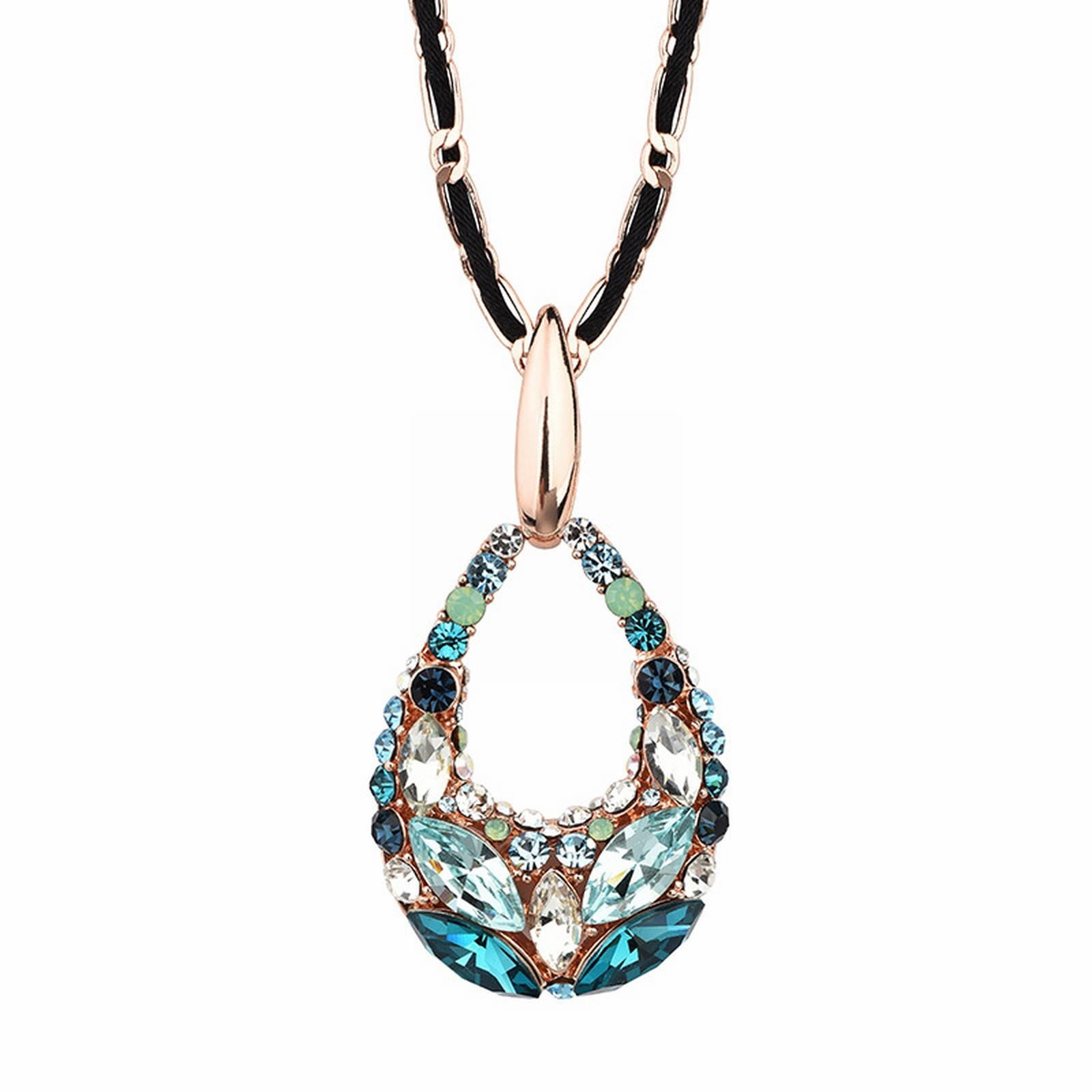 DGHM Gold Layered Pendant Long Necklace 3 Layer Choker Necklace Chain