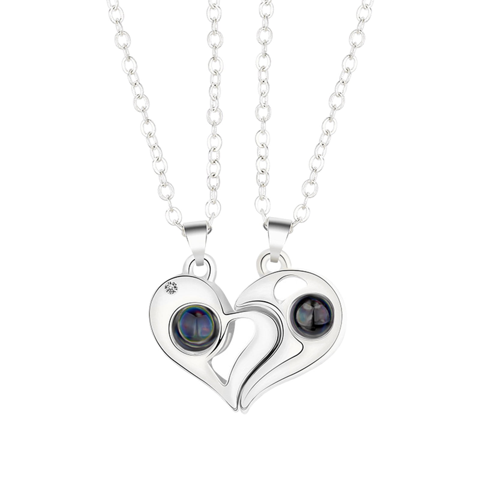 DGHM Key Stitching Stainless Steel Couple Heart Pendant Necklace Couple ...