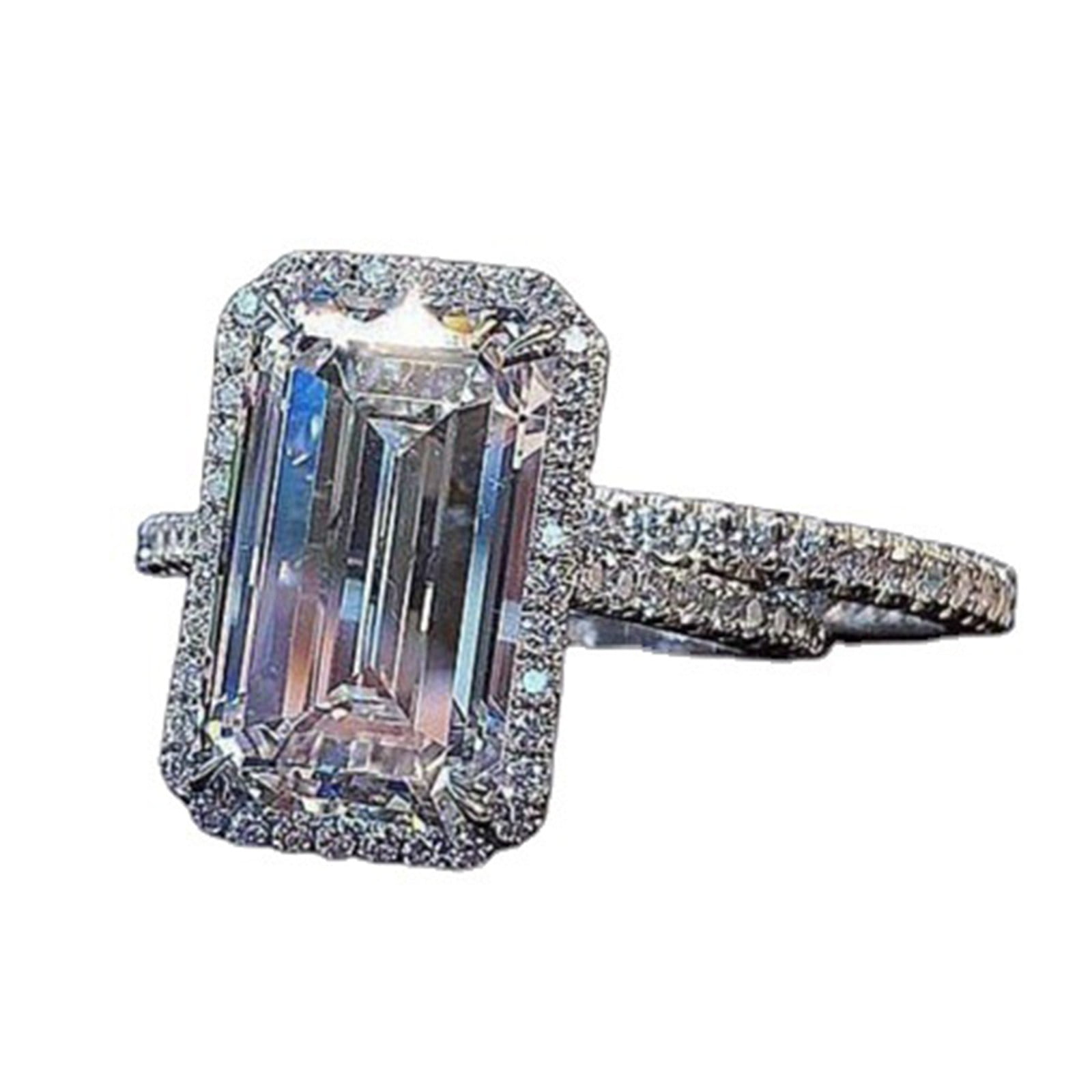 DGHM Square Silver Rhinestone Cubic Zirconia Bridal Square Rhinestone