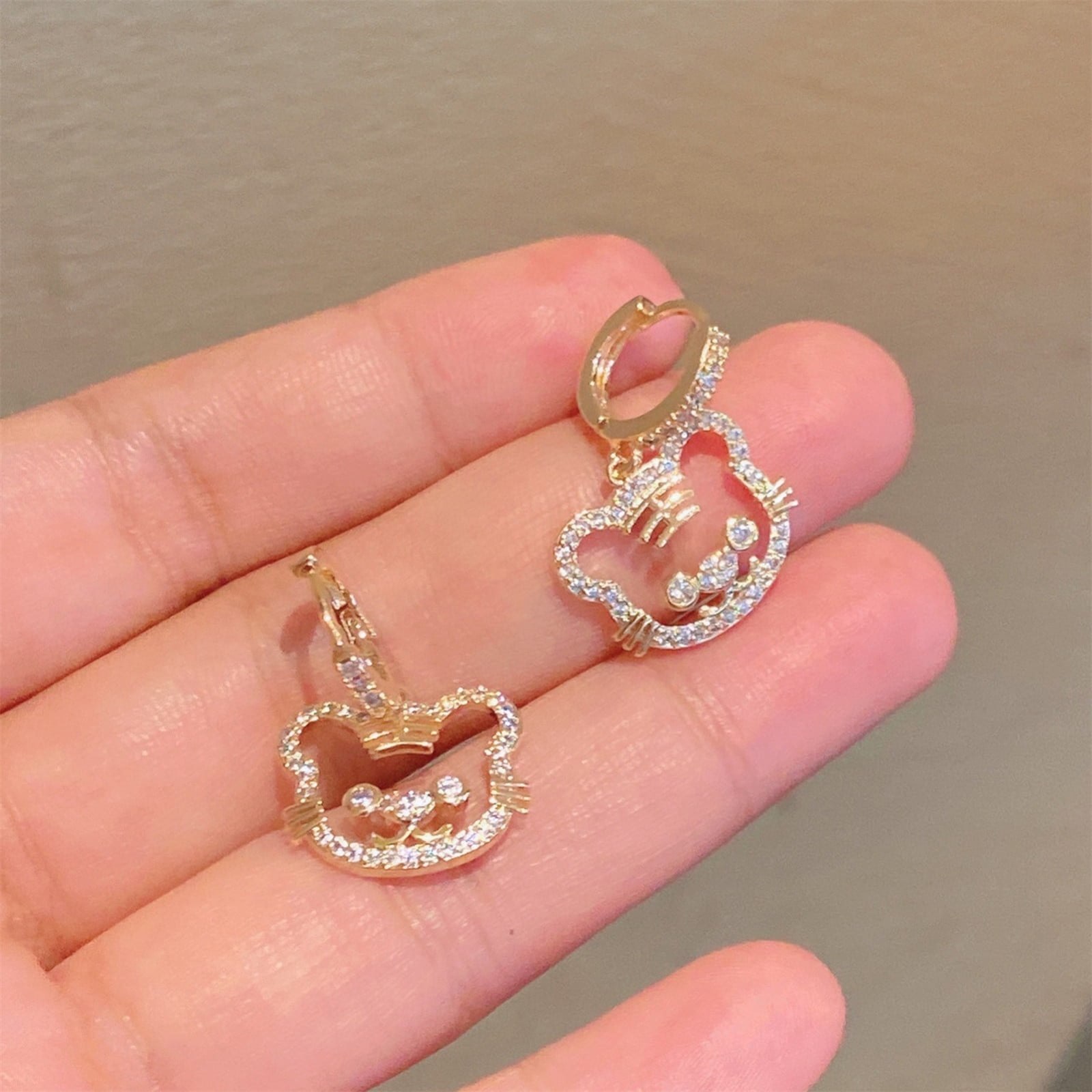 DGHM TigerStud Earrings New Year TigerAnimal Earrings Golden Cute