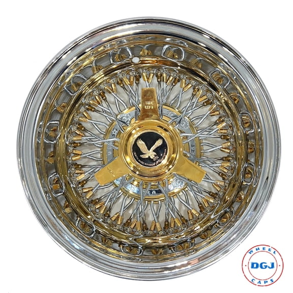 DGJ Wheel Rev 72 Cross Lace Gold 13x7 Nipples & Hub Lowrider Wire Wheels