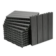 DGLQMYX 1 Pcs Interlocking Deck Tiles, Patio Flooring - Outdoor Waterproof Acacia Wood Tiles for All Weather Use - Balcony, Backyard, Indoor & Outdoor (Dark Brown)