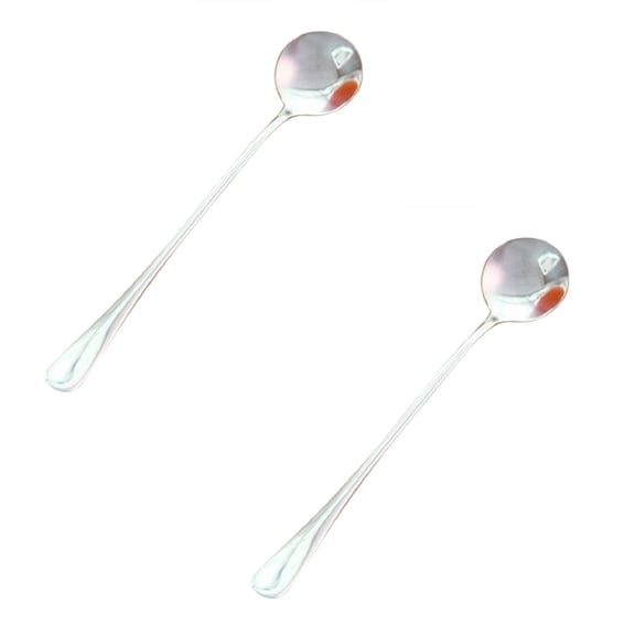 DGLQMYX 2 PCS 3.93 Inches Coffee/ Tea Spoons Long Handle, Silver, Ice Tea, Espresso Stainless Steel Long Spoons for Stirring