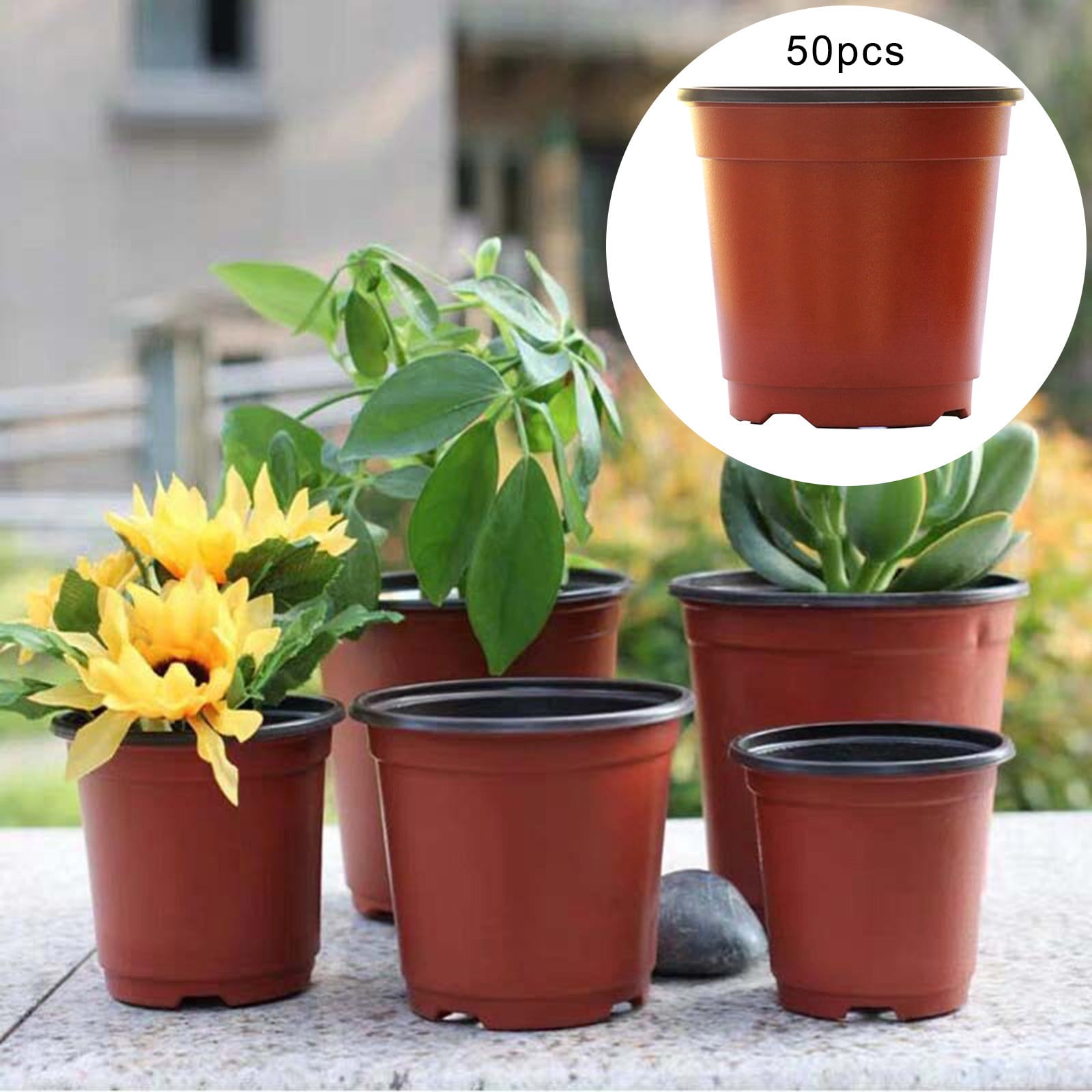 DGLQMYX 50 Packs Plastic Nursery Pots with Holes Reusable Plastic Pots Seed Starting Pot Flower