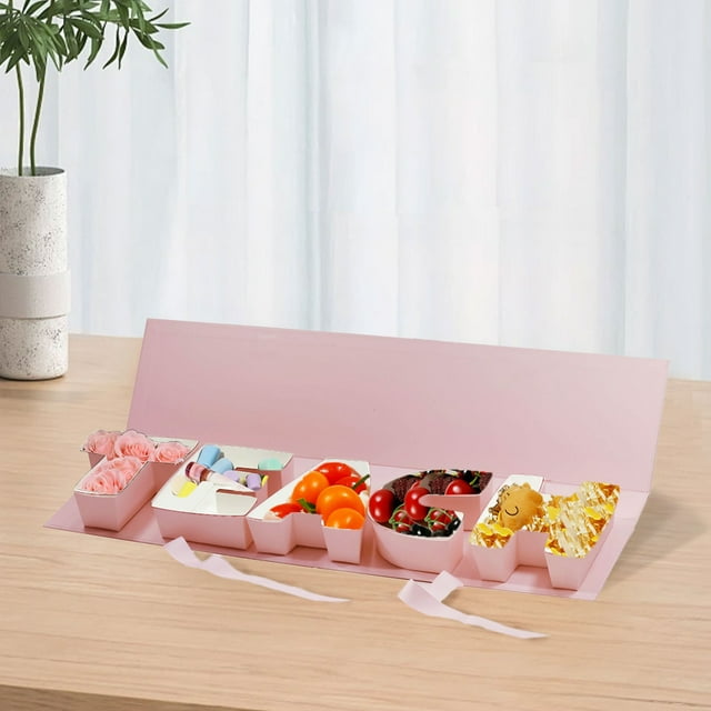 DGLQMYX (65x15x5cm)Teach Box Empty Cardboard Letter Shaped Packaging Box Graduation Teacher's Day Gifts, Cardboard Letter Shaped Fillable Chocolate Strawberry Flower Packaging Gift Box (Pink-A)
