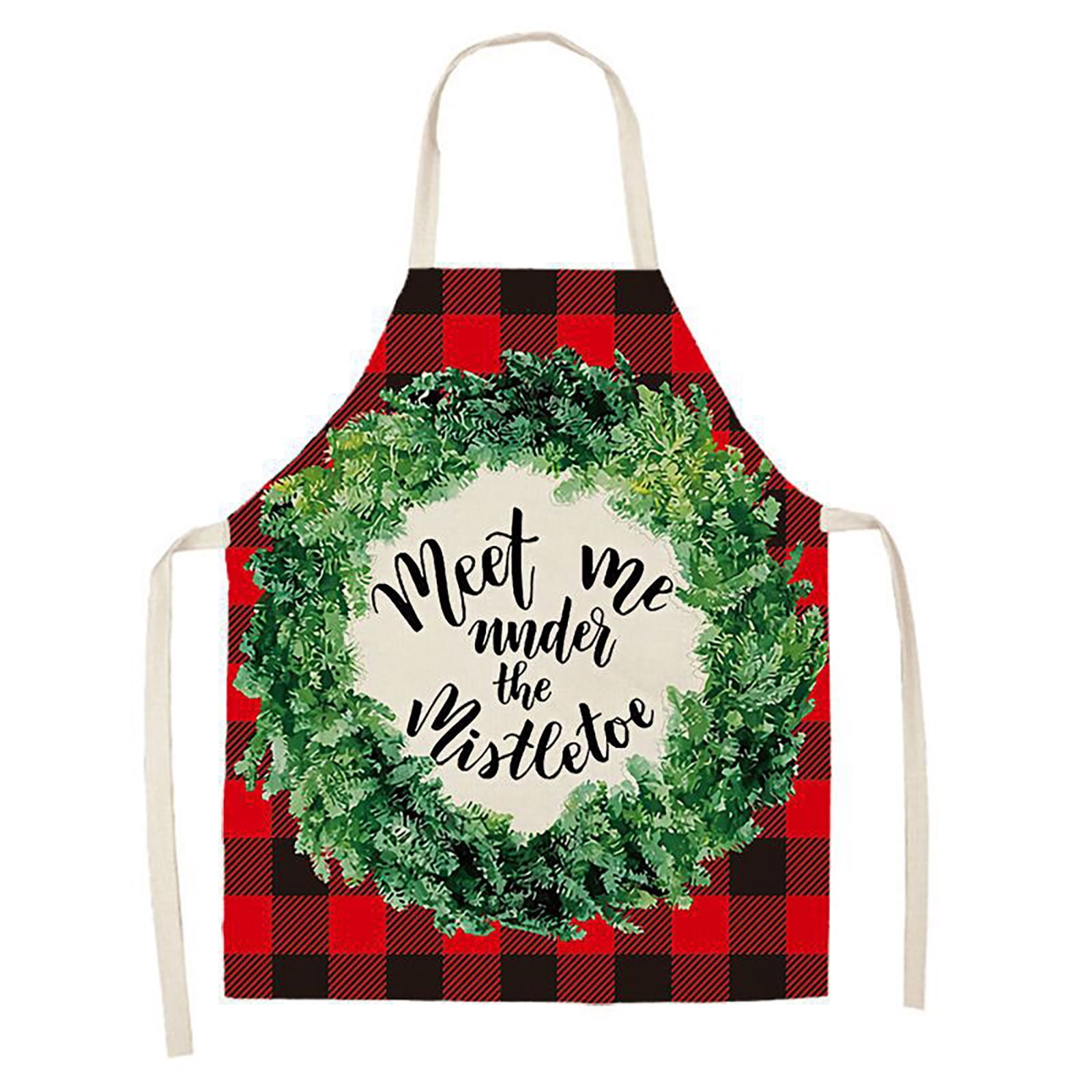 DGLQMYX Christmas Kitchen Cooking Aprons Plaid Aprons Adjustable ...